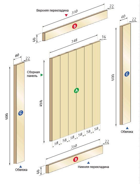 Схема сборки двери из массива