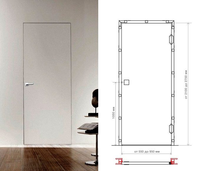 Дверь со скрытым коробом в ванную