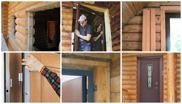 Монтаж металлической двери в деревянном доме