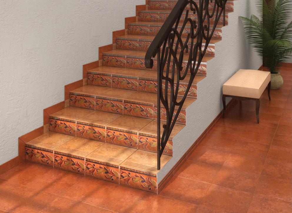 Керамическая плитка на лестнице