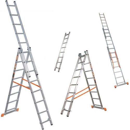 виды алюминиевых раздвижных лестниц