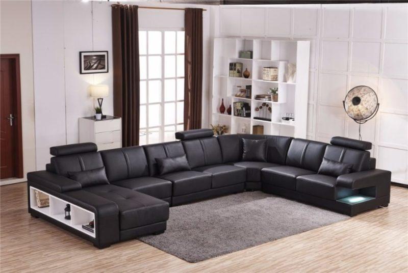 Дизайн в стиле бохо + П-образный кожаный диван